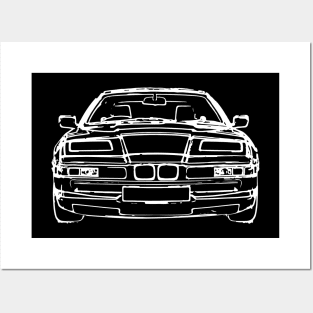 White E31 Car Sketch Art Posters and Art